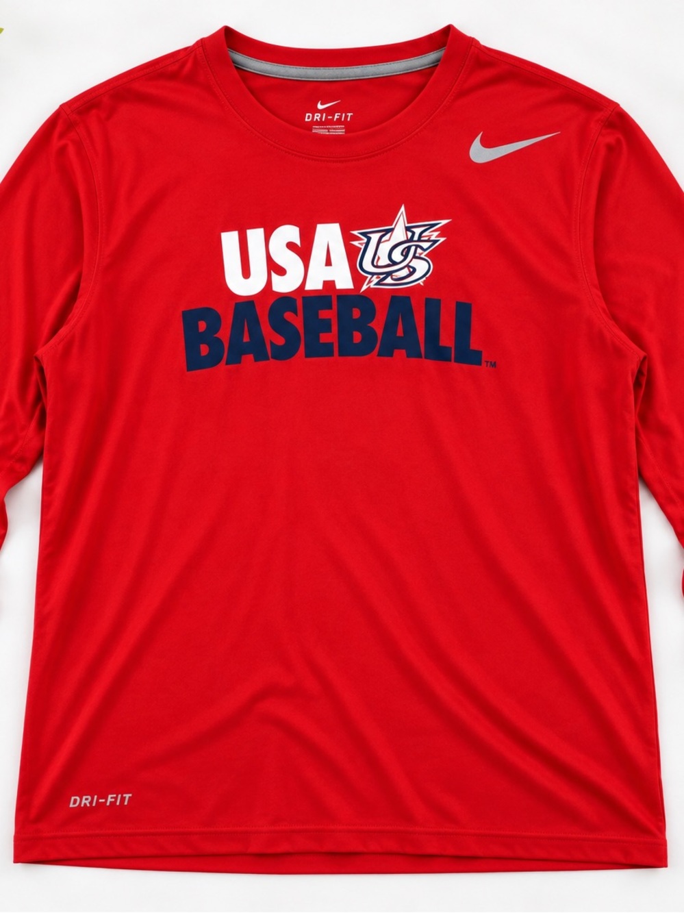 Nike Dri-FIT USA Baseball Long Sleeve Performance Shirt Red Men’s Large